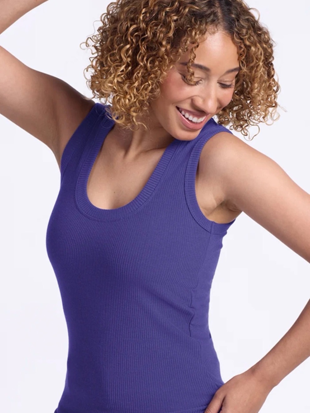 Woolx Sloane Ribbed Tank Medium Berry Indigo Merino Wool Tank